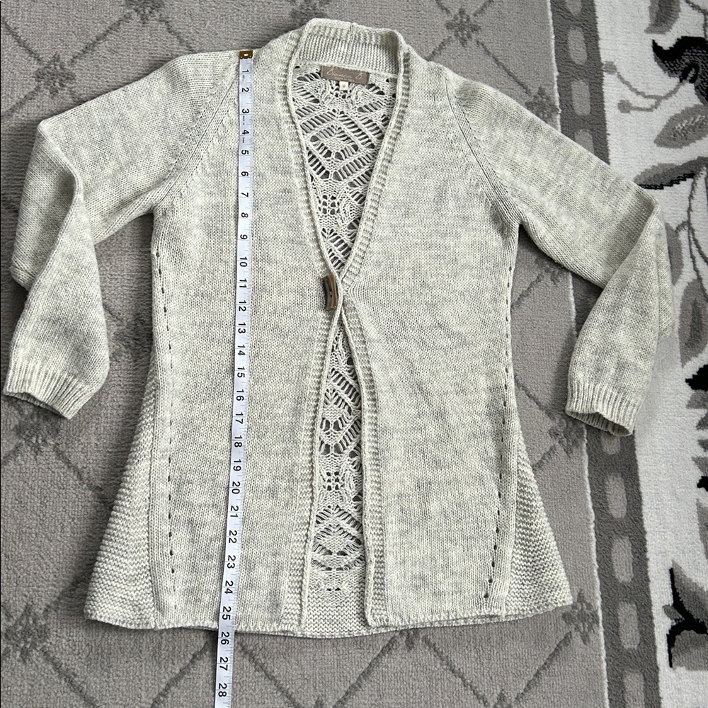 Bianca B Tan Italian  Knit Cardigan with Lace Back Detail - Picture 6 of 9